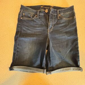 Dark Blue Denim Bermuda Shorts by Seven